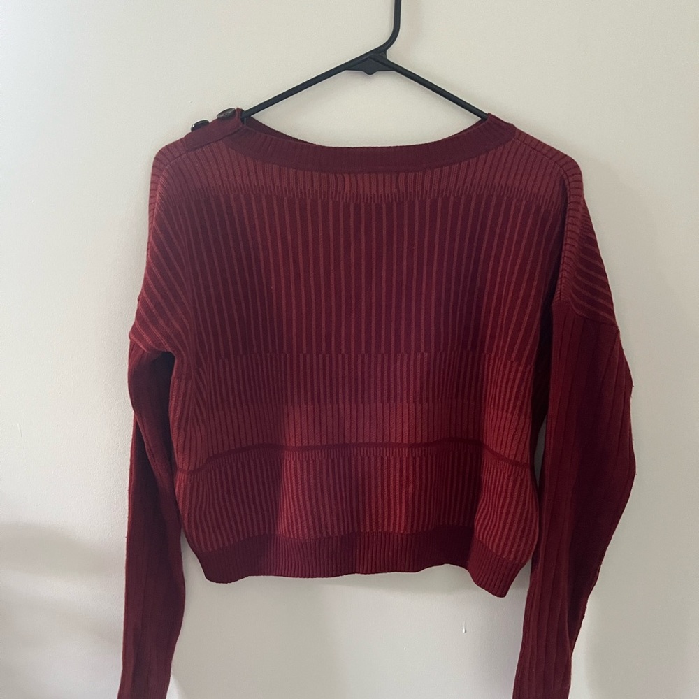 Red Ribbed Knit Sweater - Picture 3 of 3